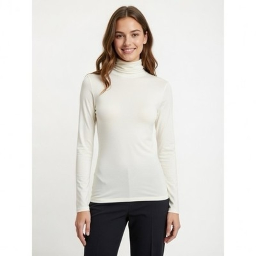 Hotouch Ivory Long Sleeve Mock Turtleneck Top Casual Womens S NWT
